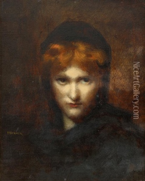 Mysterious Woman Oil Painting - Jean Jacques Henner