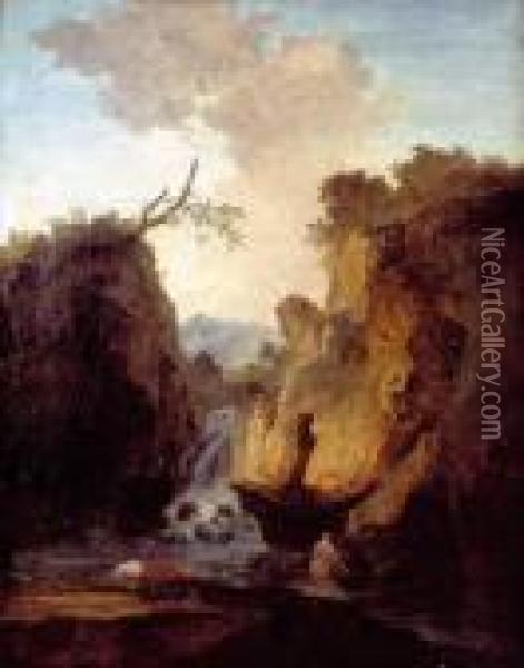 Paysage Montagneux Avec Cascade Oil Painting - Hubert Robert
