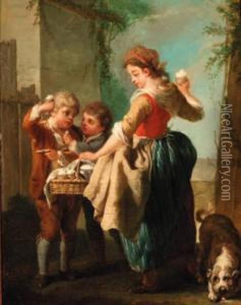 A Woman Selling Sherbert Oil Painting - Jean Baptiste (or Joseph) Charpentier