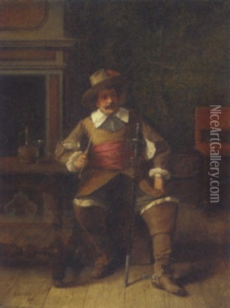 A Musketeer Oil Painting - Benjamin Eugene Fichel