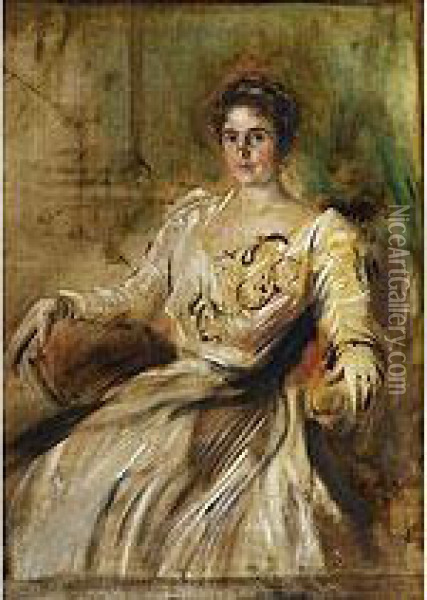 Portrait Der Frau Rosner Oil Painting - Franz von Lenbach