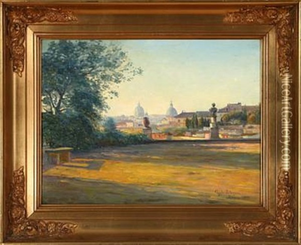 View Of Rome At Evening Time Oil Painting - Hans Gyde-Petersen