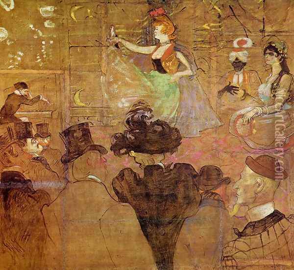 La Goulue Dancing Oil Painting - Henri De Toulouse-Lautrec