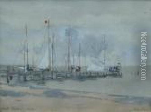 ''edgartown Pier, Martha's Vineyard'' Oil Painting - Albert Edward Sterner