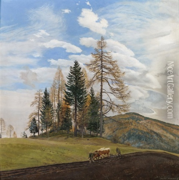 Larchenhugel Im Herbst Oil Painting - Hans Frank