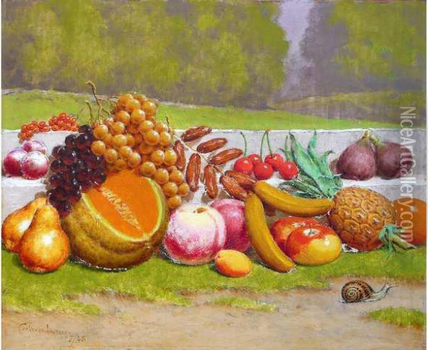 Nature Morte Aux Fruits Oil Painting - Jules Coulange-Lautrec