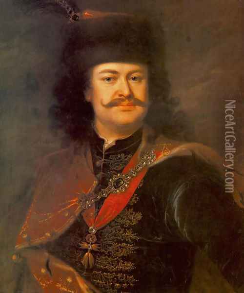Portrait of Prince Ferenc Rákóczi II 1724 Oil Painting - Adam Manyoki
