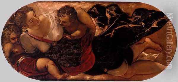 Allegory of the Scuola della Carita Oil Painting - Jacopo Tintoretto (Robusti)