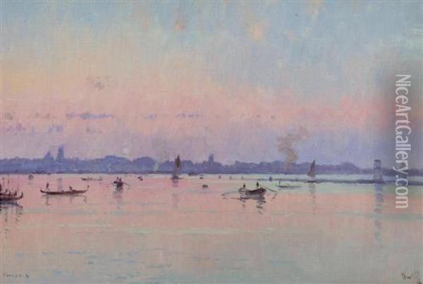 L' Aube Venise. 1905. Oil Painting - Marie Joseph Leon Clavel Iwill