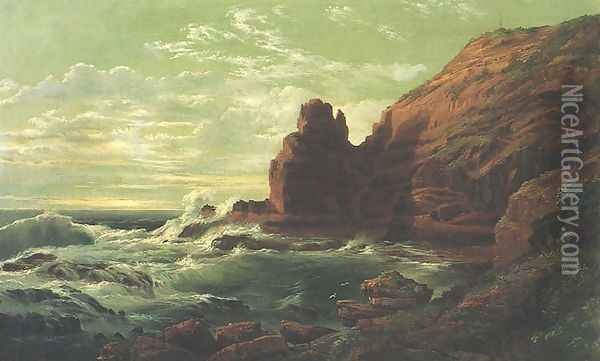 Castle Rock, Cape Schanck, Victoria Oil Painting - Nicholas Chevalier
