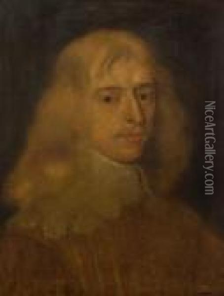 Portrait Of A Gentleman With Blond Hair And Moustache Oil Painting - Cornelius Janssens Van Ceulen