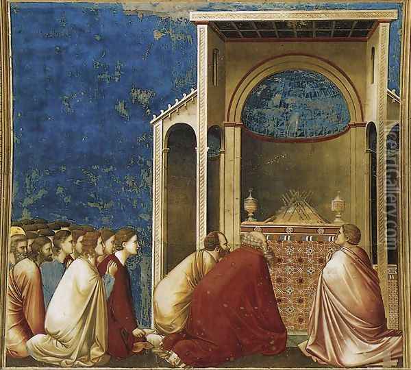 No. 10 Scenes from the Life of the Virgin- 4.The Suitors Praying 1304-06 Oil Painting - Giotto Di Bondone