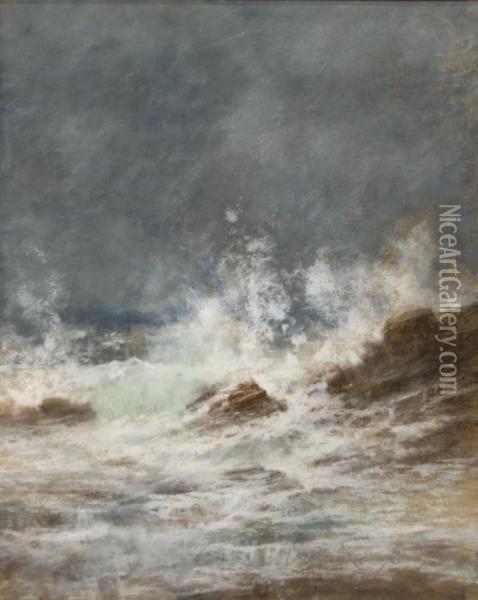 Crashing Waves Oil Painting - John Appleton Brown