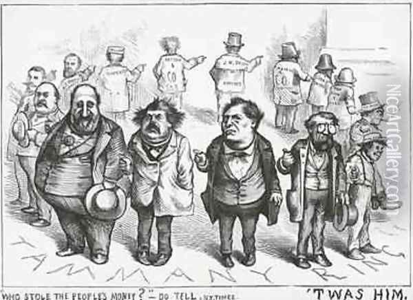 Who Stole the Peoples Money from The New York Times 1871 Oil Painting - Thomas Nast