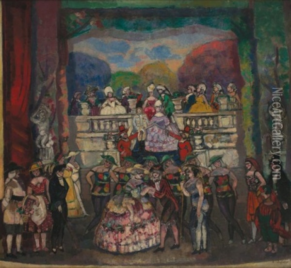 Final De La Revue Du Cafe-concert Oil Painting - Charles Dufresne