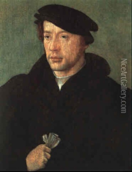 Bildnis Eines Jungen Mannes Oil Painting - Bartholomaeus Bruyn the Elder