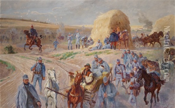 Bei Zdrapy, 28. August 1914 Oil Painting - Ludwig Koch