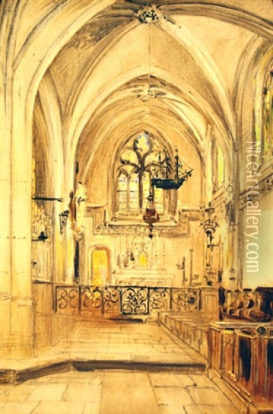 Interieur D'eglise En Bretagne Oil Painting - Jules Achille Noel
