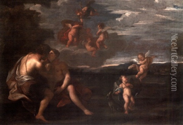 Venus Et Adonis Dans Un Paysage Oil Painting - Lorenzo Pasinelli