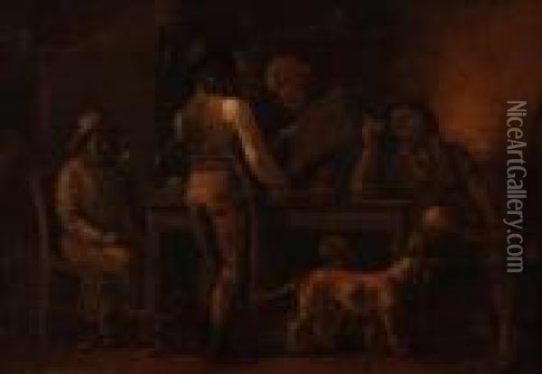 Figures In A Taverninterior Oil Painting - Edmund Bristow