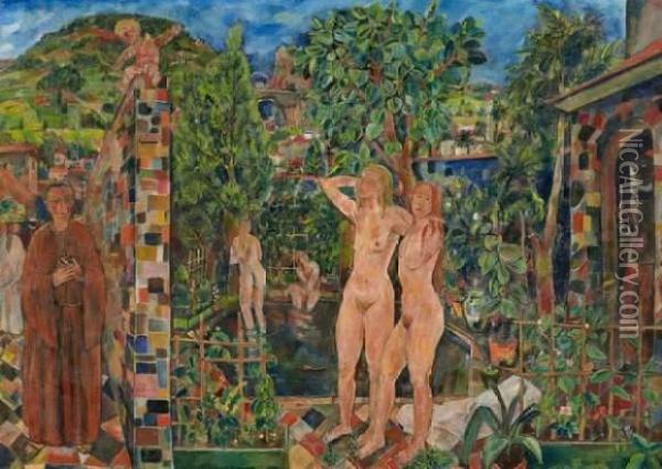 Paradise Garden Oil Painting - Erich Buttner