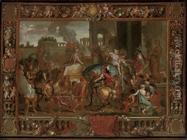 The Triumphal Entry Of Alexander Into Babylon Oil Painting - Charles Le Brun