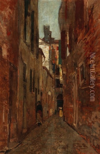 Street Scene In Venice Oil Painting - Tina Blau-Lang