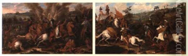 Scenes De Batailles Oil Painting - Charles Le Brun