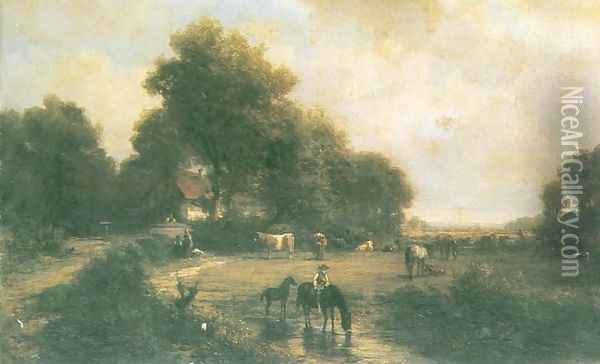 Watering the Horses Oil Painting - Rudolph Poeppel