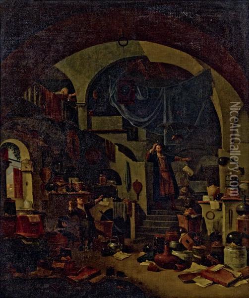 Alchemistenwerkstatt Oil Painting - Thomas Wyck