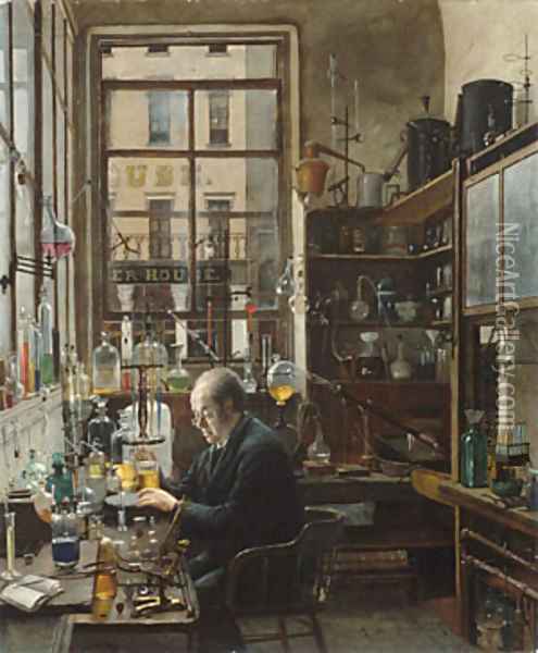 In the Laboratory Oil Painting - Henry Alexander