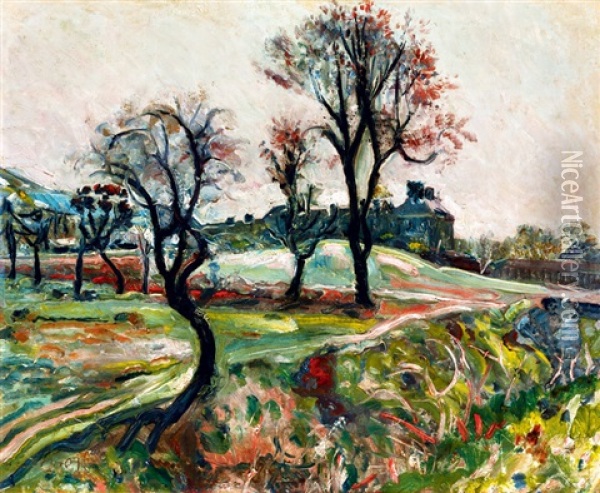 Park With Trees Oil Painting - Hugo Scheiber