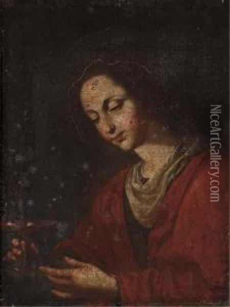 Saint Lucy Oil Painting - Massimo Stanzione