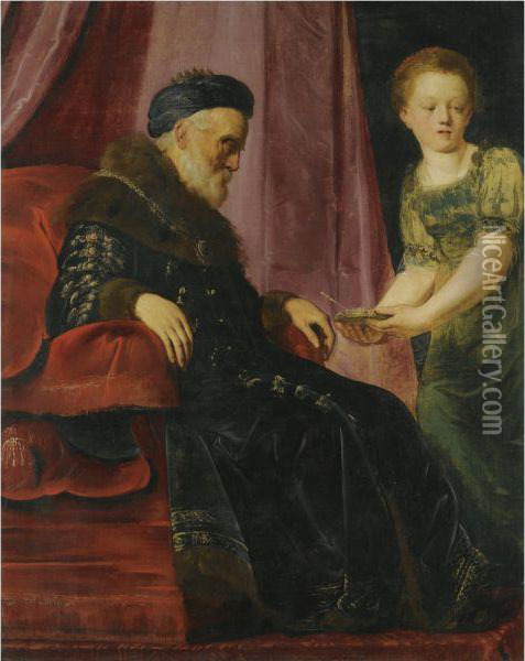 King David And Abishag Oil Painting - Pieter de Grebber