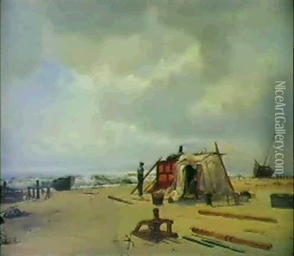 Pa Skagen Strand Oil Painting - Holger Henrik Herholdt Drachmann