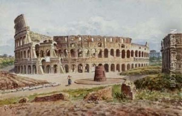 A) Il Colosseo E L'arco Di Costantino
B) Il Foro Romano Oil Painting - Stefano Donadoni