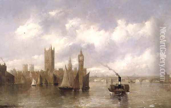 The Houses of Parliament Oil Painting - Alfred Vickers