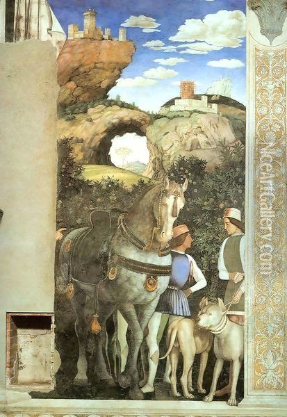 Servants with a Horse and Dogs Oil Painting - Andrea Mantegna