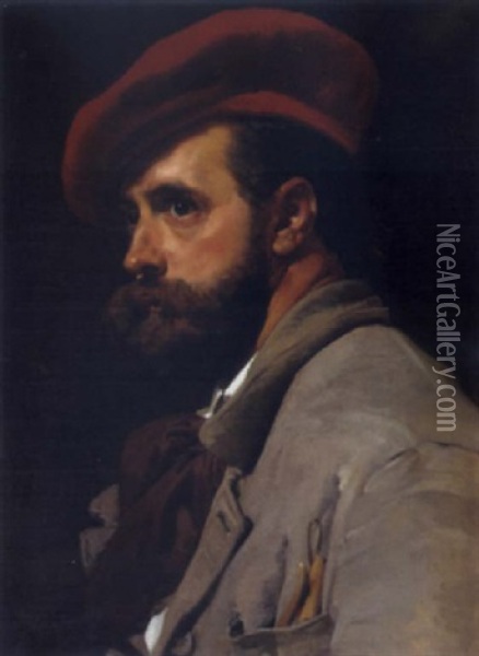 Portrait Eines Kunstlers, (selbstportrait?) Oil Painting - Ferenc Innocent