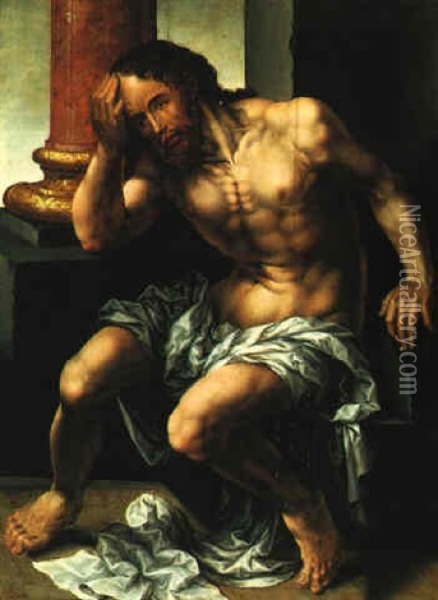 Christ At The Column Oil Painting - Jan Gossaert