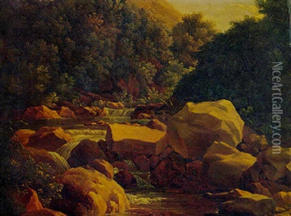 Landscape With A Brook Oil Painting - Jean Joseph Xavier Bidault