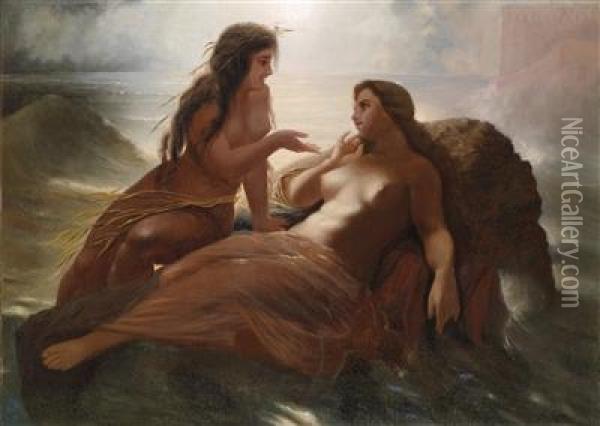 To Mermaids Oil Painting - Wilhelm Kray