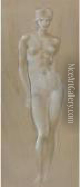 Study Of A Female Nude Oil Painting - Sir Edward Coley Burne-Jones