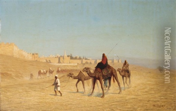 Vue De Jerusalem, Prise Du Cote De La Porte De Jaffa Oil Painting - Charles Theodore (Frere Bey) Frere
