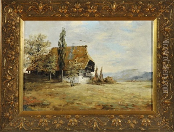 Herbstliche Landschaft Mit Schwarzwaldhaus Oil Painting - Karl Hauptmann