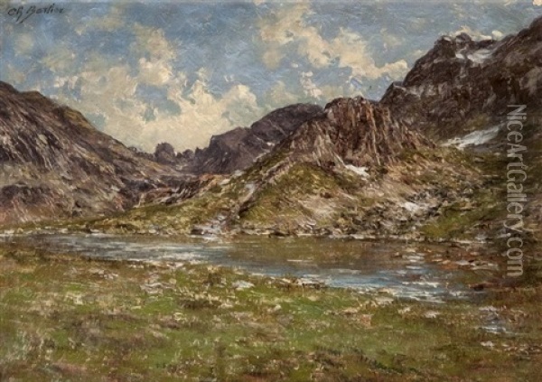 Le Lac Clare Dans Le Massif De Belledonne Oil Painting - Charles Alexandre Bertier