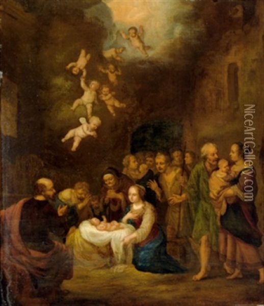 Die Geburt Christi Oil Painting - Cornelis Van Poelenburgh