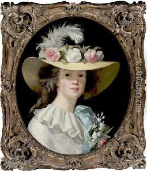 Portrait Of A Lady, Said To Be The Marquise De Sable Oil Painting - Henri Pierre Danloux