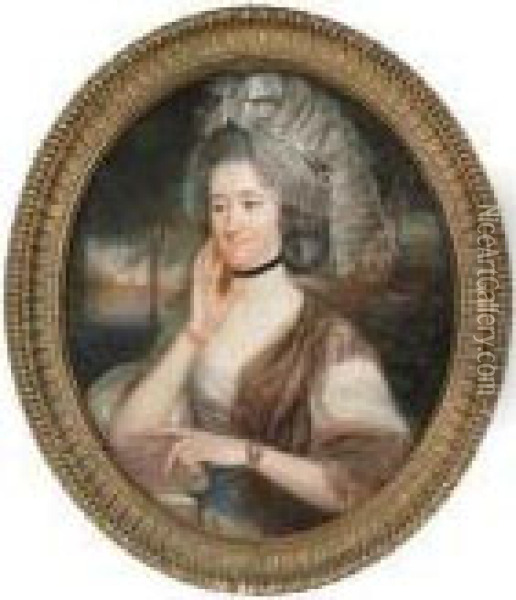 Portrait Of Lady Hill, Nee Mary Pole, Wife Of Sir Rowland Hill Oil Painting - John Russell