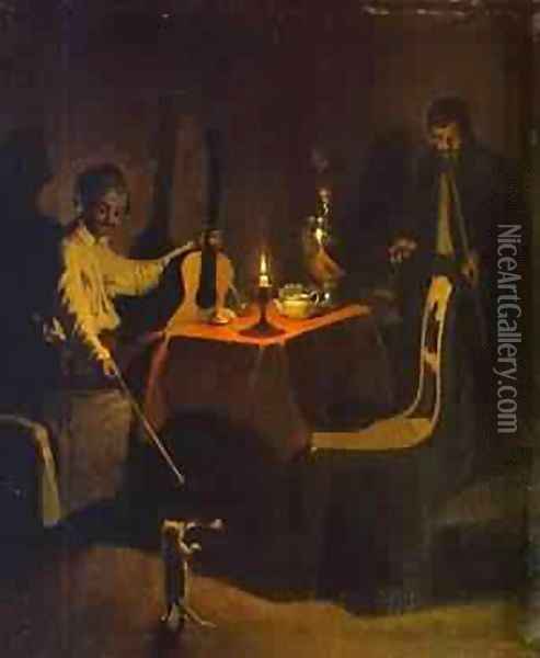 Officer And His Orderly 1850-1851 Oil Painting - Pavel Andreevich Fedotov